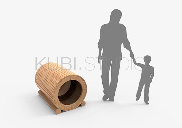 Деревянная бочка для детской площадки