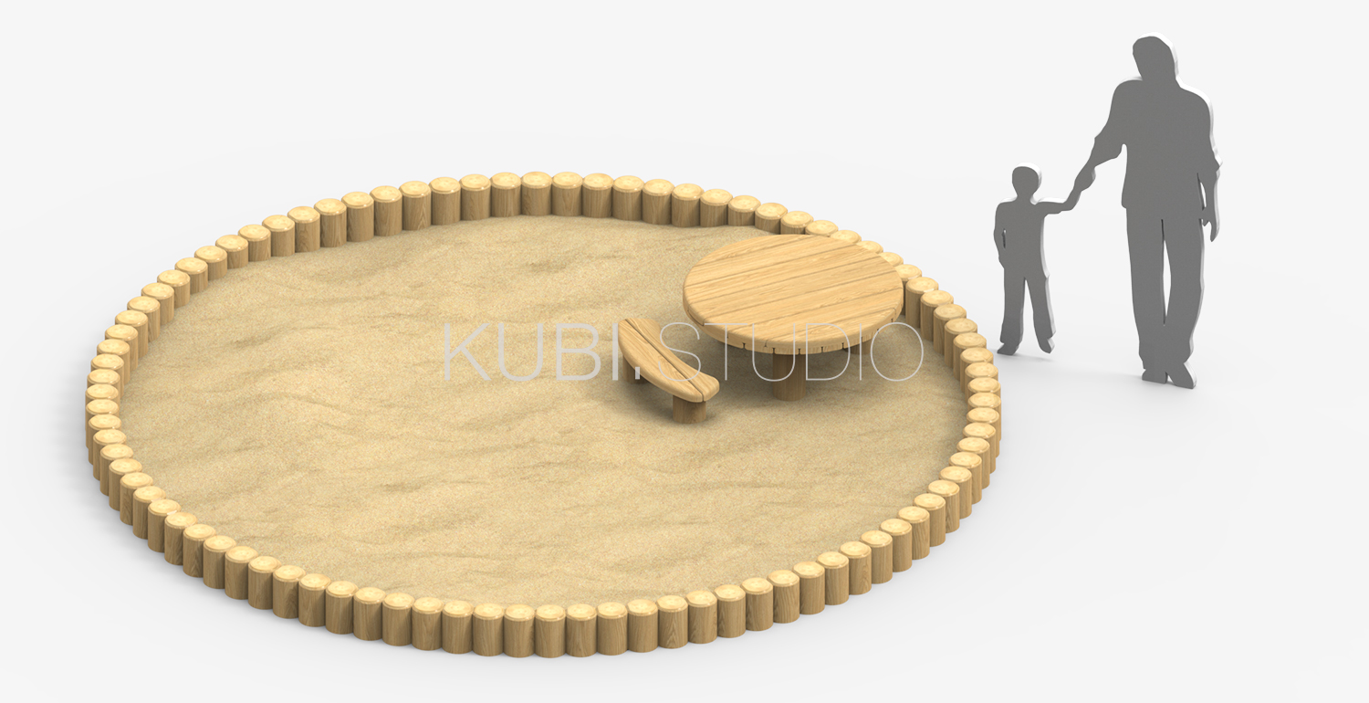Круглая песочница со столиком
